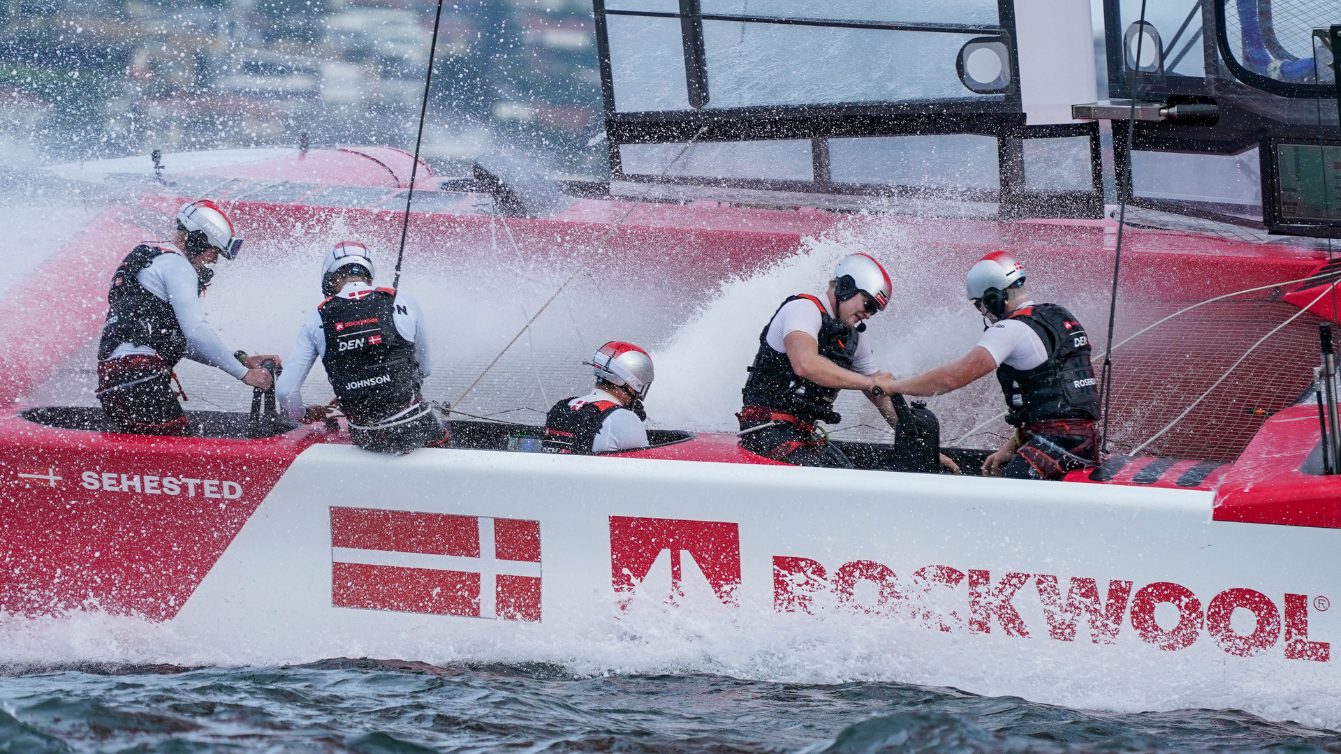 SailGP grinders grinding away despite massive splash