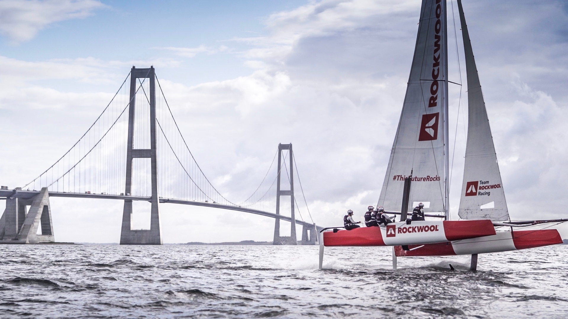 Team ROCKWOOL Racing near Storebælt Bridge